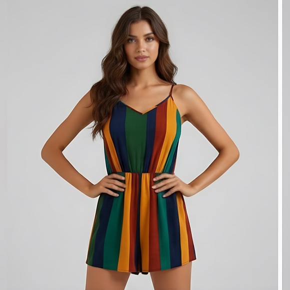 Multi Colour Striped Romper - Picture 3 of 6